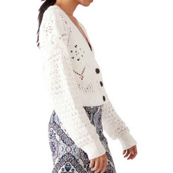 Free People Chloe Cardigan Cream XS - Picture 9 of 13